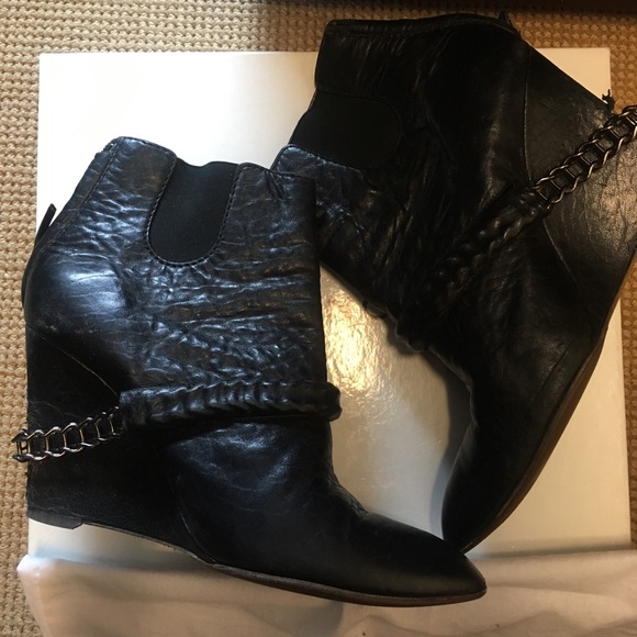 Givenchy black chain accent wedge boots - Picture 2 of 7